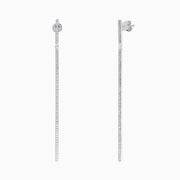 Pave Classica 14K White Gold Diamond Linear Drop Earrings, 0.35 TCW, feature a vertical line of sparkling diamonds set in white gold, shown against a plain white background.