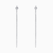 Pave Classica 14K White Gold Diamond Linear Drop Earrings, 0.35 TCW, feature a vertical line of sparkling diamonds set in white gold, shown against a plain white background.