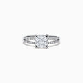 The Bouquet 14K White Gold Diamond Cluster Ring, 0.56 TCW, showcases a brilliant diamond cluster and a split shank band adorned with sparkling diamonds, beautifully presented on a white background.