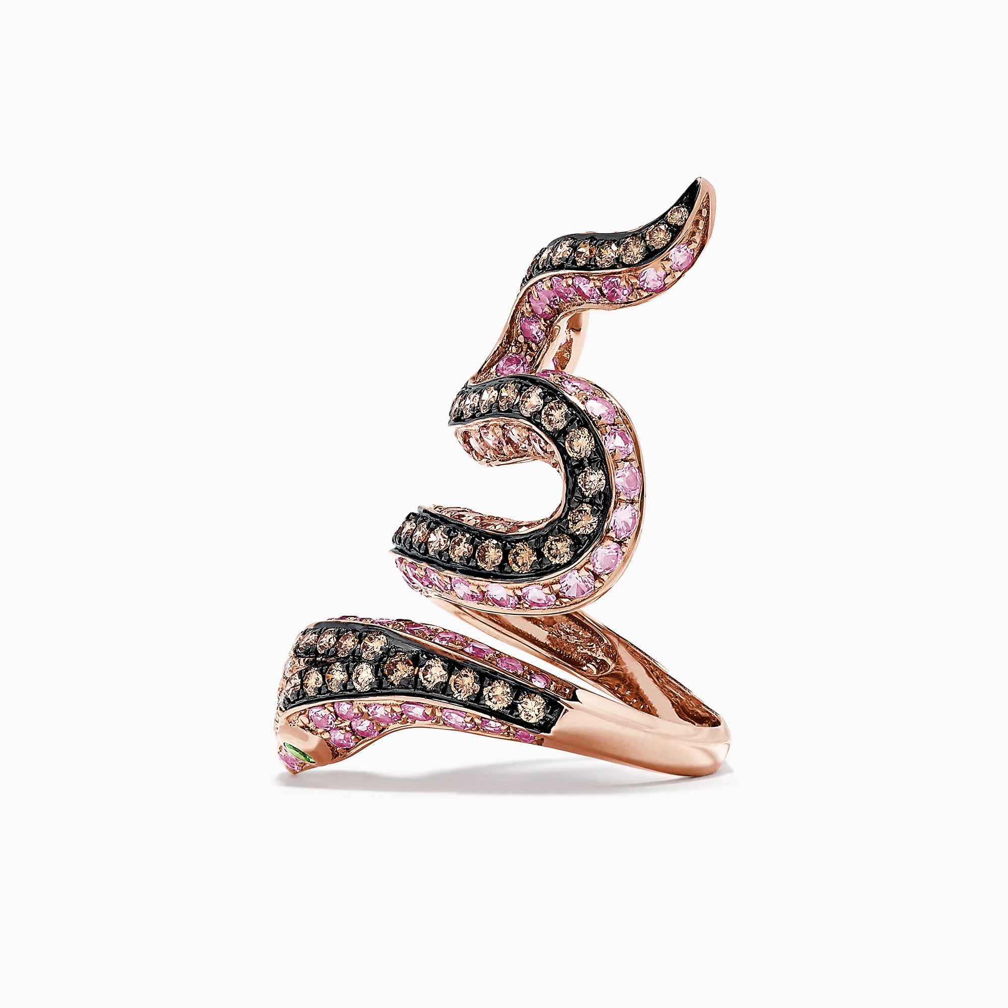 Effy Safari 14K Rose Gold Multi Gemstone and Diamond Snake Ring, 4.38 TCW