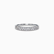 The Pave Classica 14K White Gold Two Row Pave Diamond Band features two rows of sparkling diamonds, 0.37 TCW, set closely together around the top half of the band.
