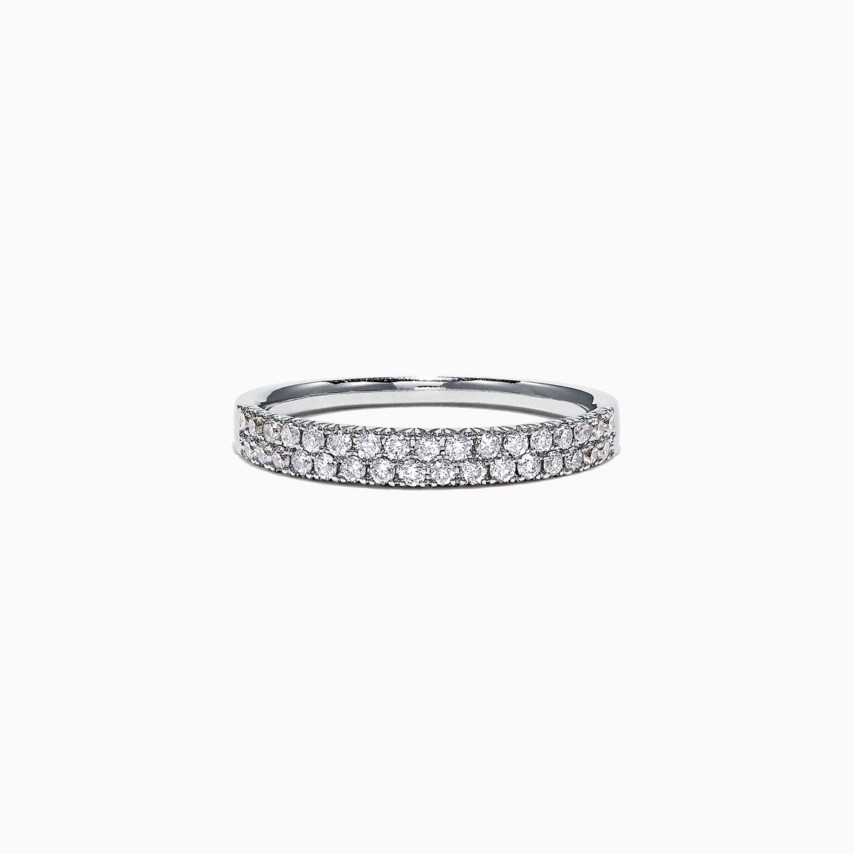 The Pave Classica 14K White Gold Two Row Pave Diamond Band features two rows of sparkling diamonds, 0.37 TCW, set closely together around the top half of the band.