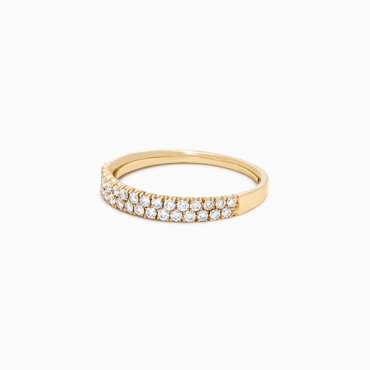 The DOro 14K Yellow Gold Pave Diamond Ring features two rows of closely set pave diamonds totaling 0.37 TCW along the top half, shown against a plain white background.