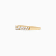 The DOro 14K Yellow Gold Pave Diamond Ring features two rows of closely set pave diamonds totaling 0.37 TCW along the top half, shown against a plain white background.