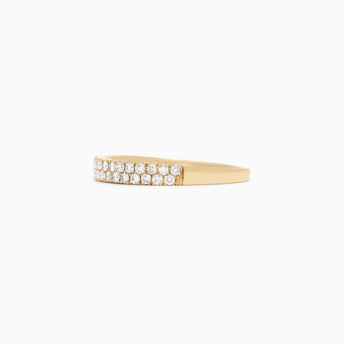 The DOro 14K Yellow Gold Pave Diamond Ring features two rows of closely set pave diamonds totaling 0.37 TCW along the top half, shown against a plain white background.