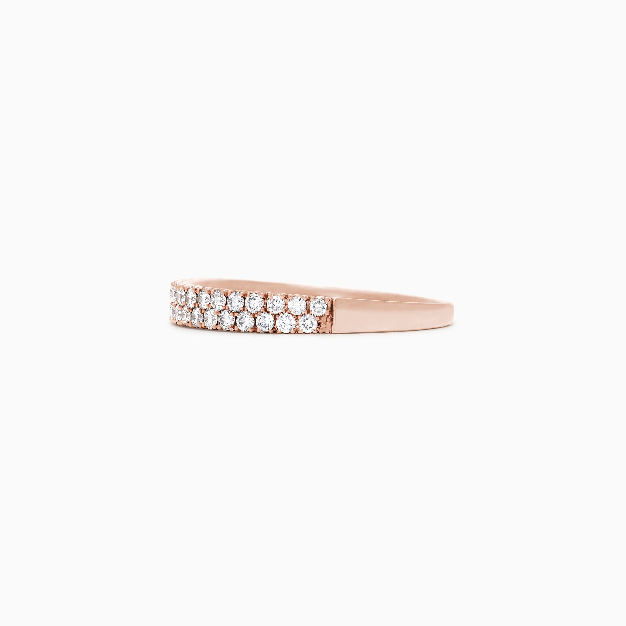 Pave Rose 14K Rose Gold Two Row Pave Diamond Band, TCW