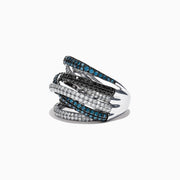 The Bella Bleu 14K White Gold Diamond Crossover Ring, 2.08 TCW, features intertwined rows of sparkling diamonds set in an elegant crisscross design on a white gold band.