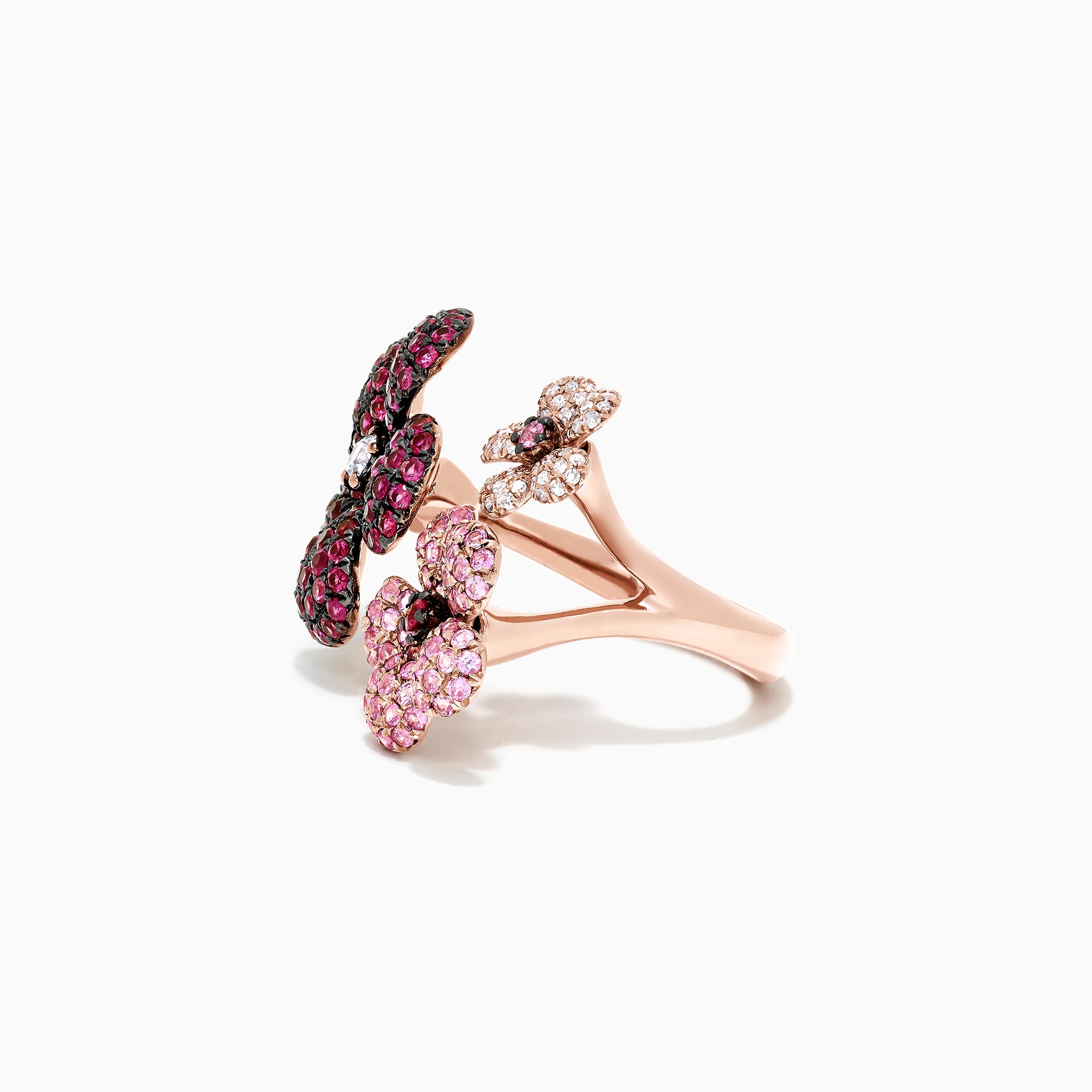 Effy Nature 14K Rose Gold Sapphire, Ruby & Diamond Flower Ring, 3.45 TCW