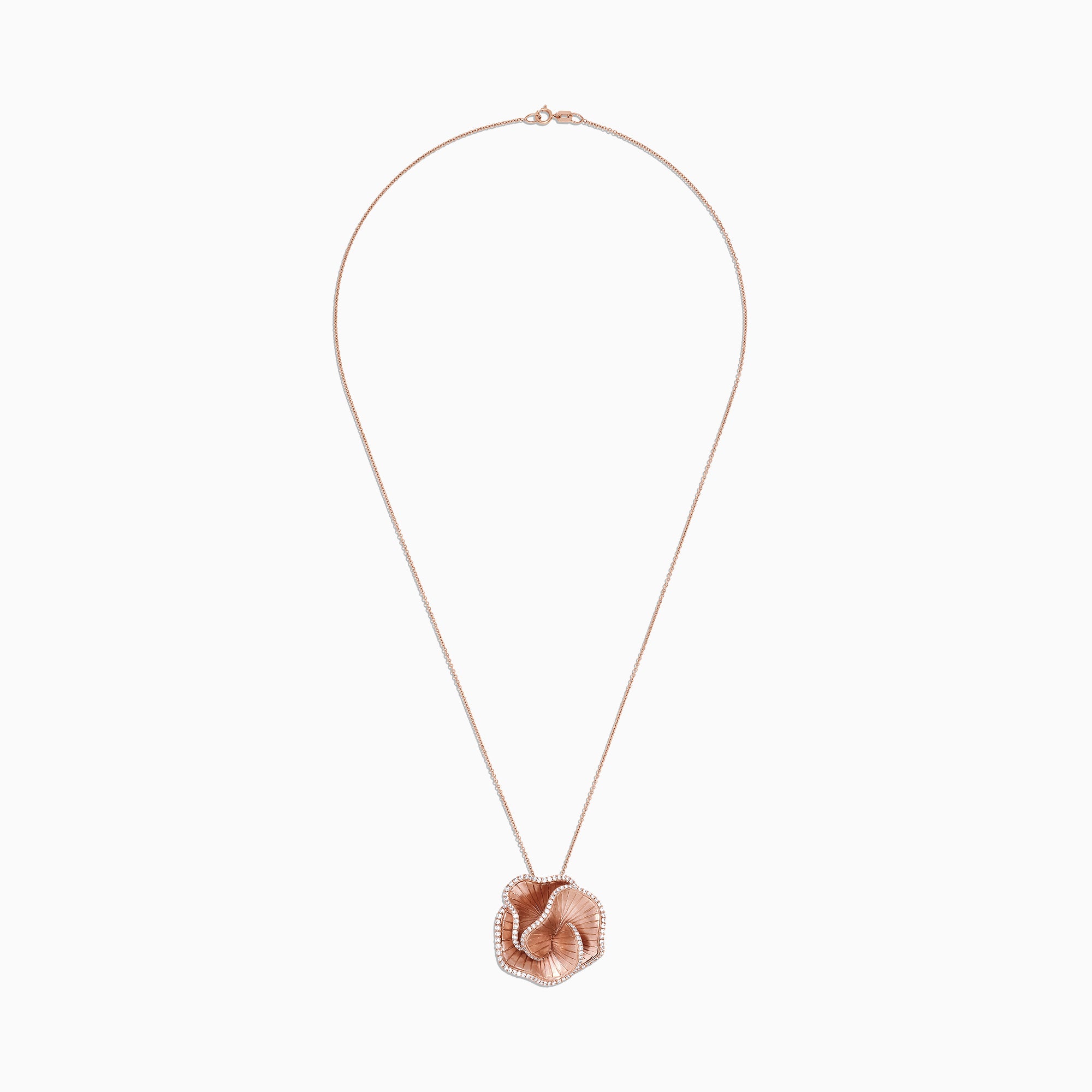 Effy Pave Rose 14K Rose Gold Diamond Flower Pendant, 0.85 TCW