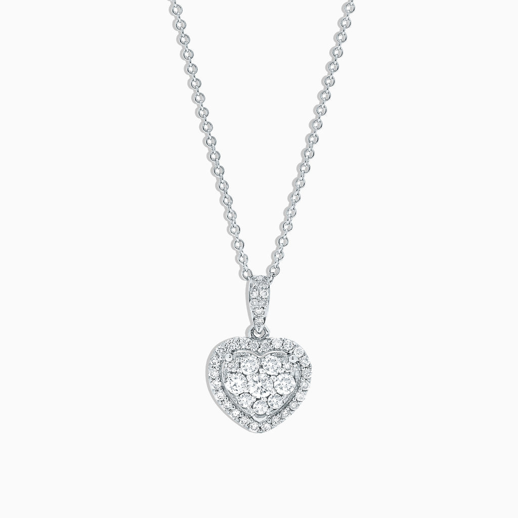 Effy Bouquet 14K White Gold Diamond Heart Pendant, 0.45 TCW