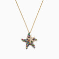 The Watercolors 14K Gold Sapphire & Diamond Starfish Pendant (1.27 TCW) features two overlapping starfish: the larger is set with colorful sapphires, and the smaller sparkles with diamonds.