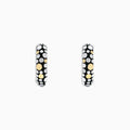Make a statement with these modern 925 sterling silver & 18K yellow gold diamond hoop earrings (0.02 TCW), featuring a black base adorned with white, yellow gold, and silver dot patterns for bold, standout style.