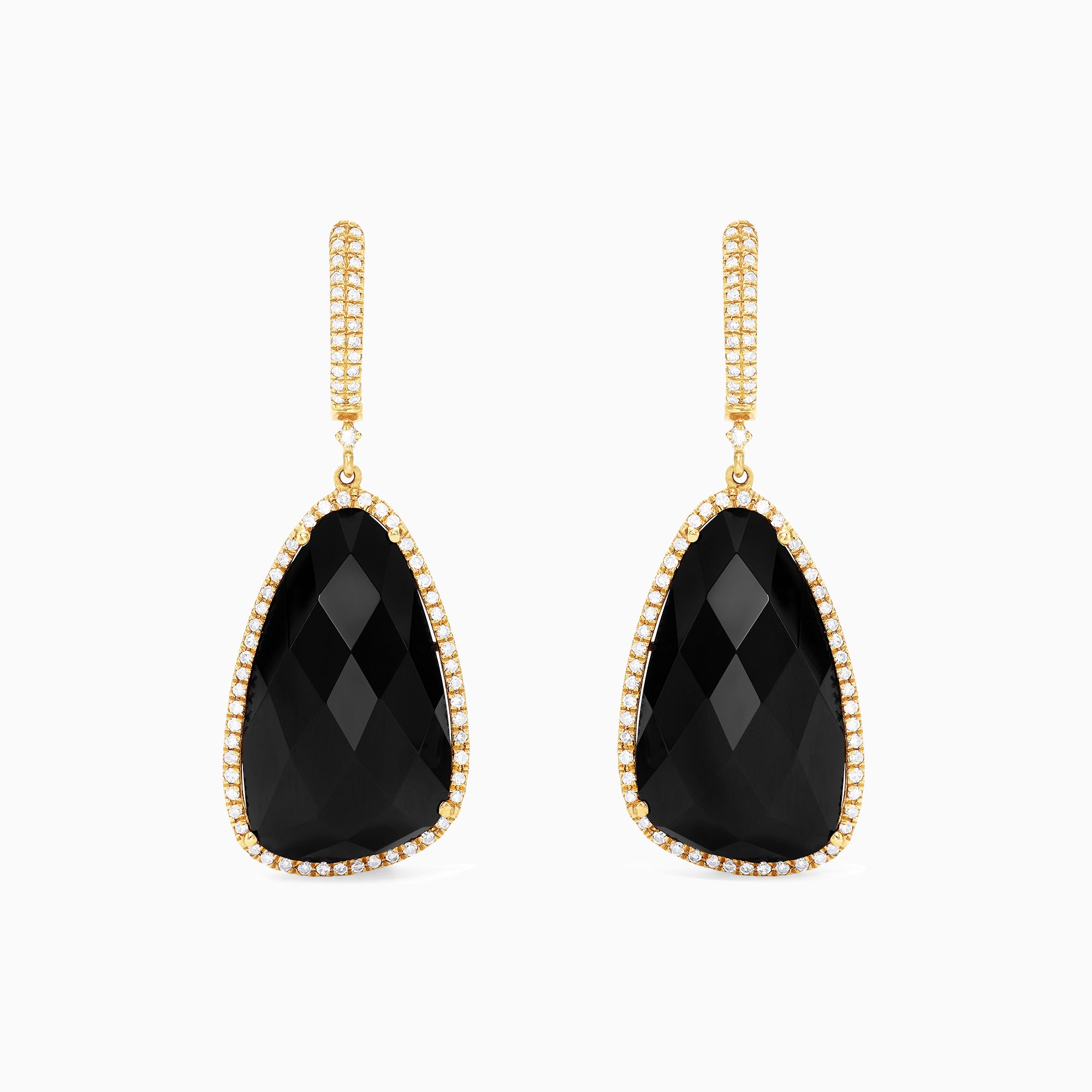 Effy Eclipse 14K Yellow Gold Onyx and Diamond Earrings, 22.46 TCW