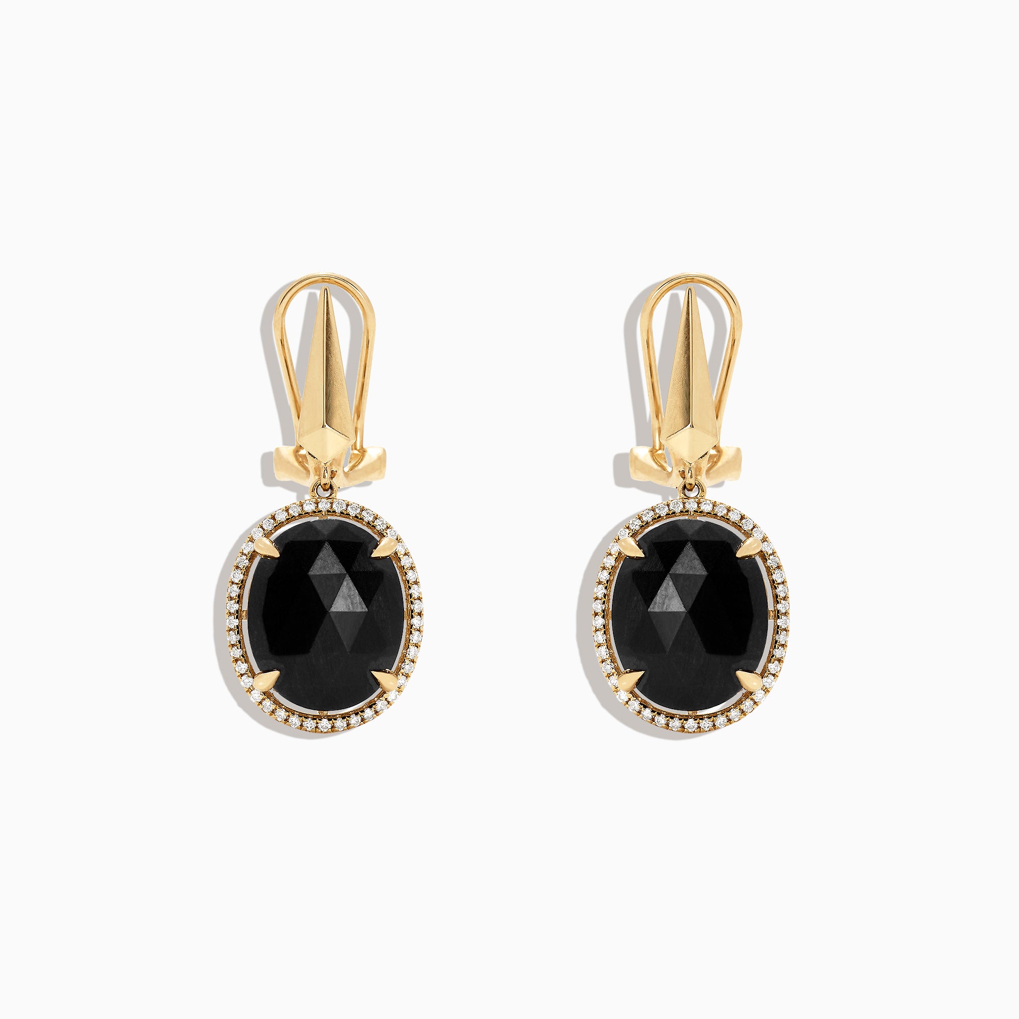 Effy 14K Yellow Gold Black Jade and Diamond Drop Earrings, 10.35 TCW