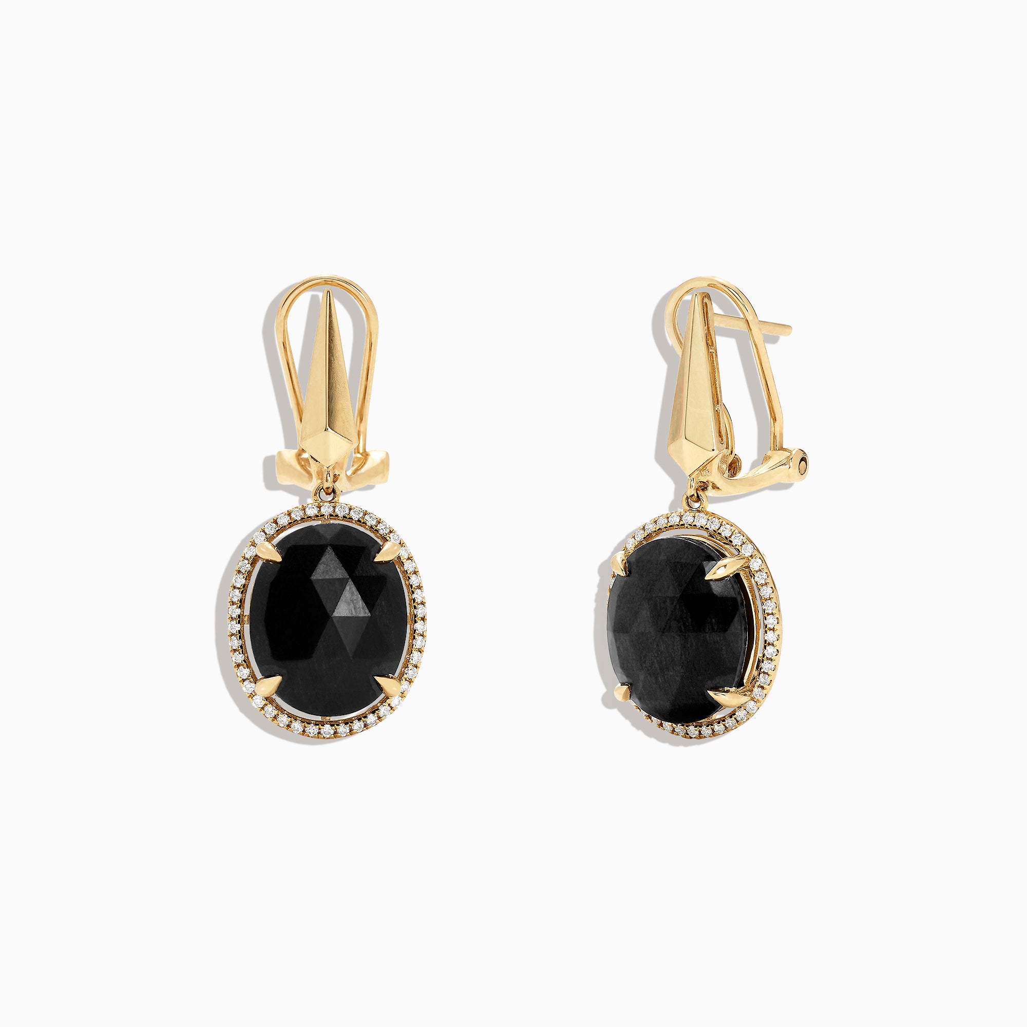 Effy 14K Yellow Gold Black Jade and Diamond Drop Earrings, 10.35 TCW