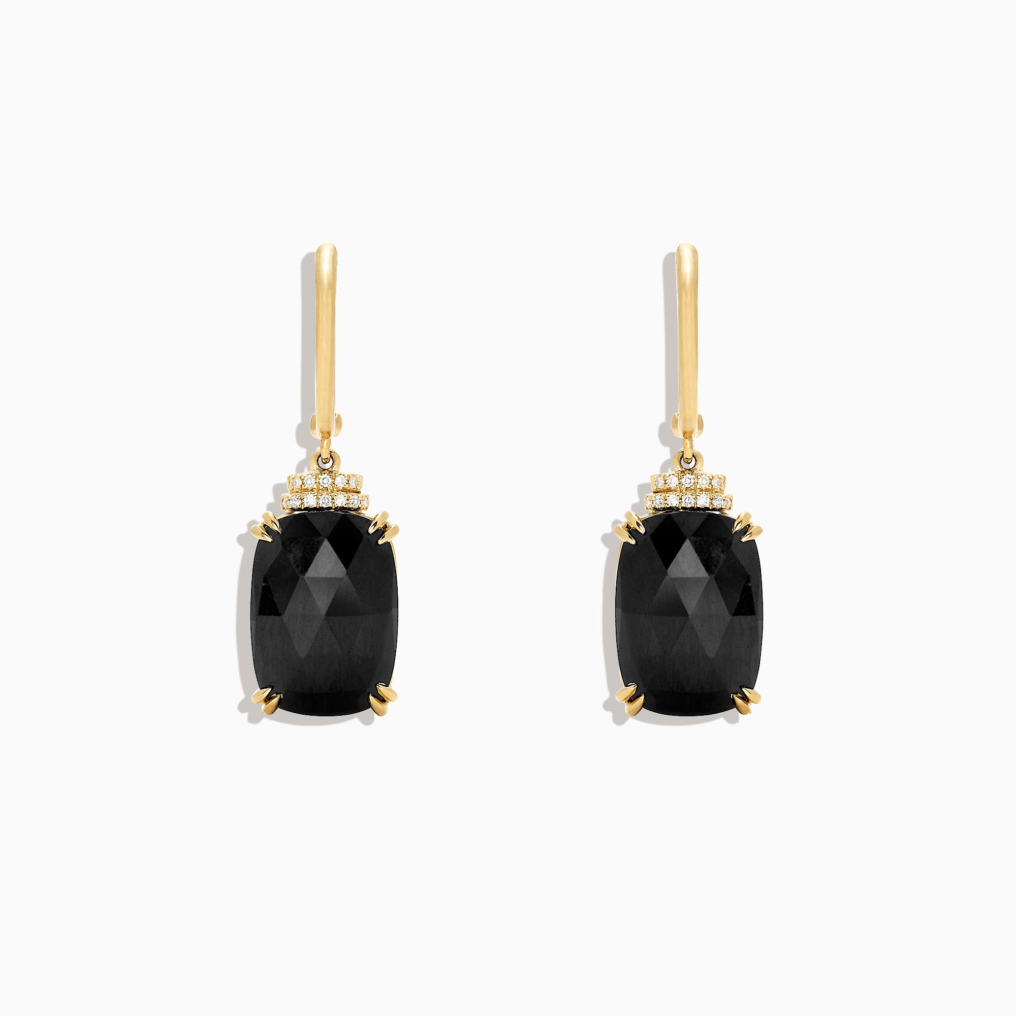 Effy 14K Yellow Gold Black Jade and Diamond Drop Earrings, 14.29 TCW