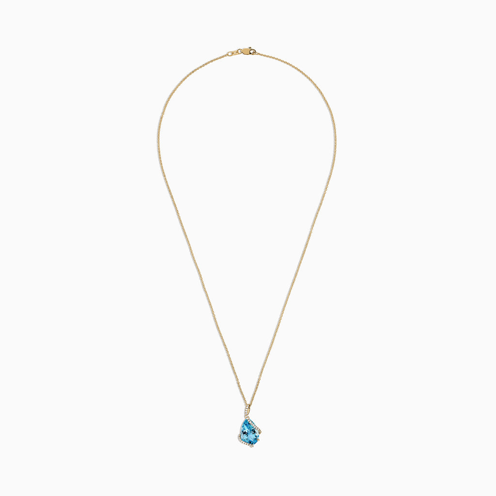 Effy Ocean Bleu 14K Yellow Gold Blue Topaz and Diamond Pendant, 6.09 T ...