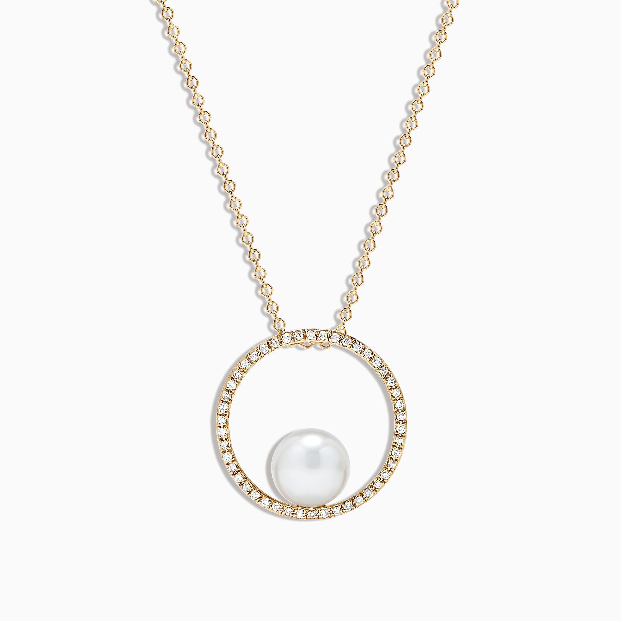 Effy 14K Yellow Gold Cultured Pearl and Diamond Pendant, 0.15 TCW