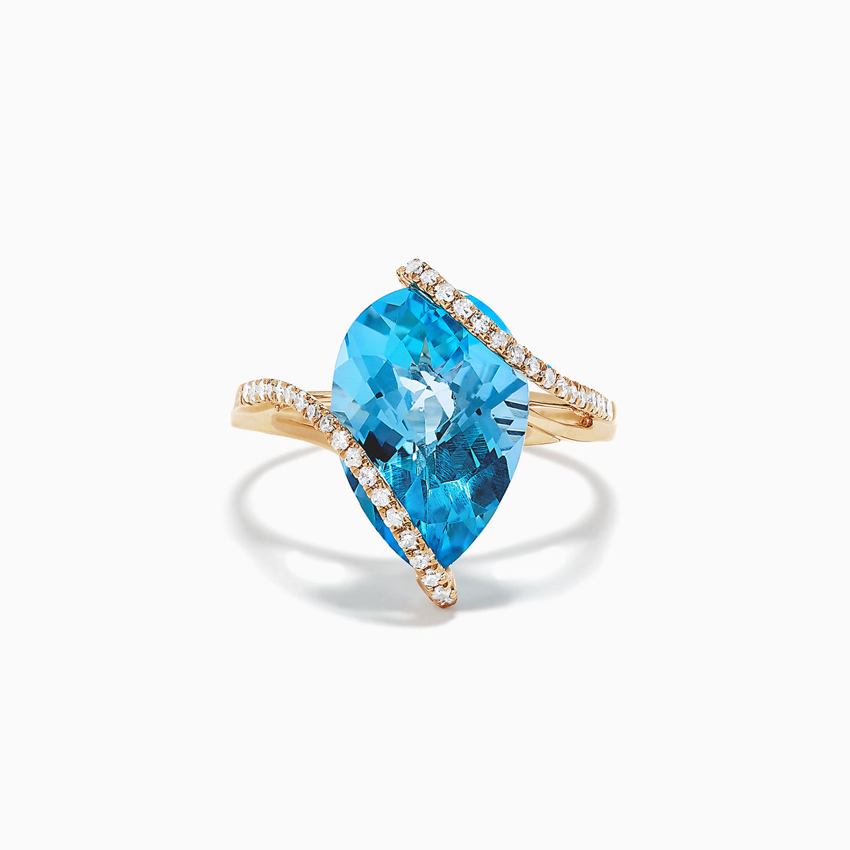 Ocean Bleu 14K Yellow Gold Blue Topaz Diamond Ring 6.28 TCW