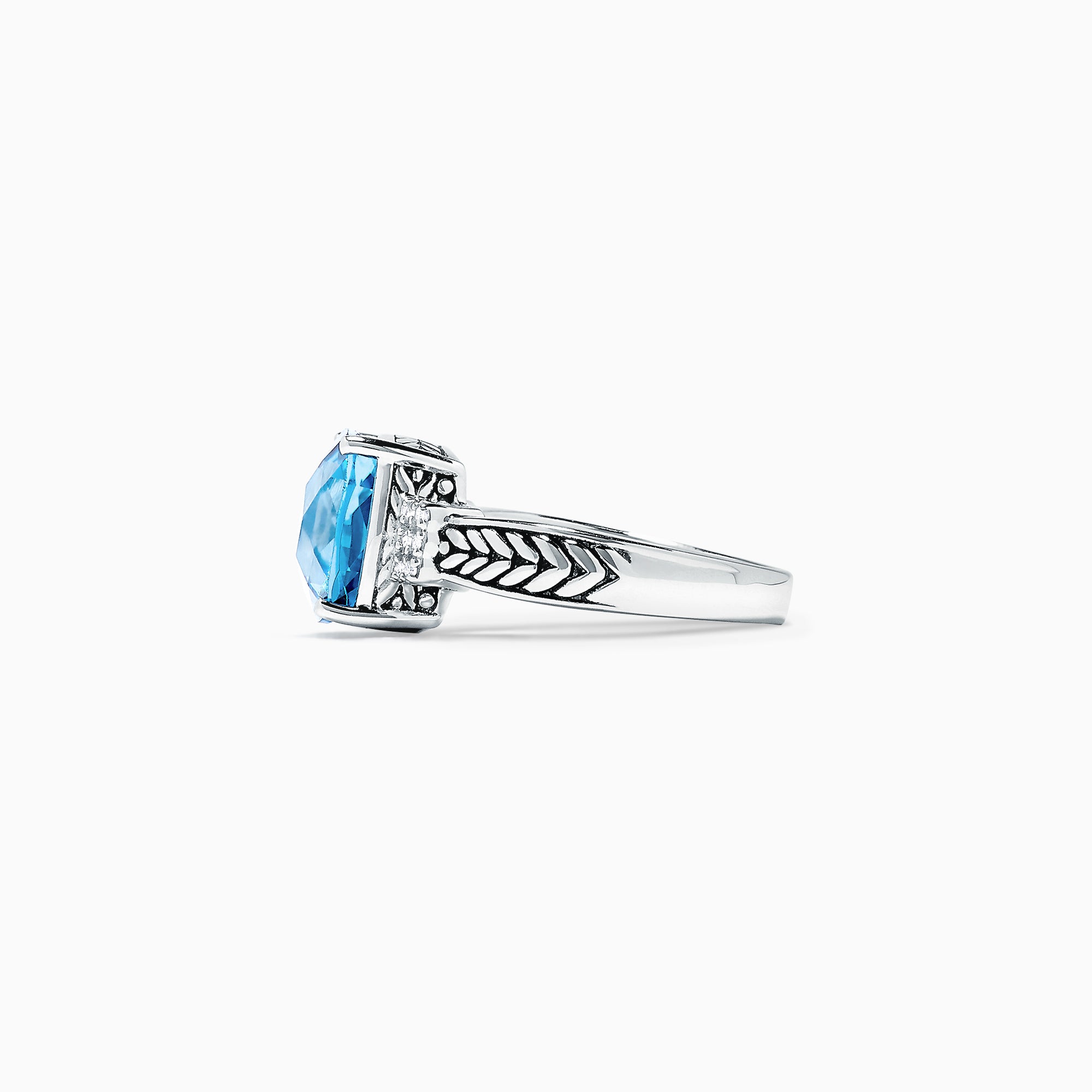 Effy 925 Sterling Silver Blue Topaz and Diamond Ring, 5.05 TCW