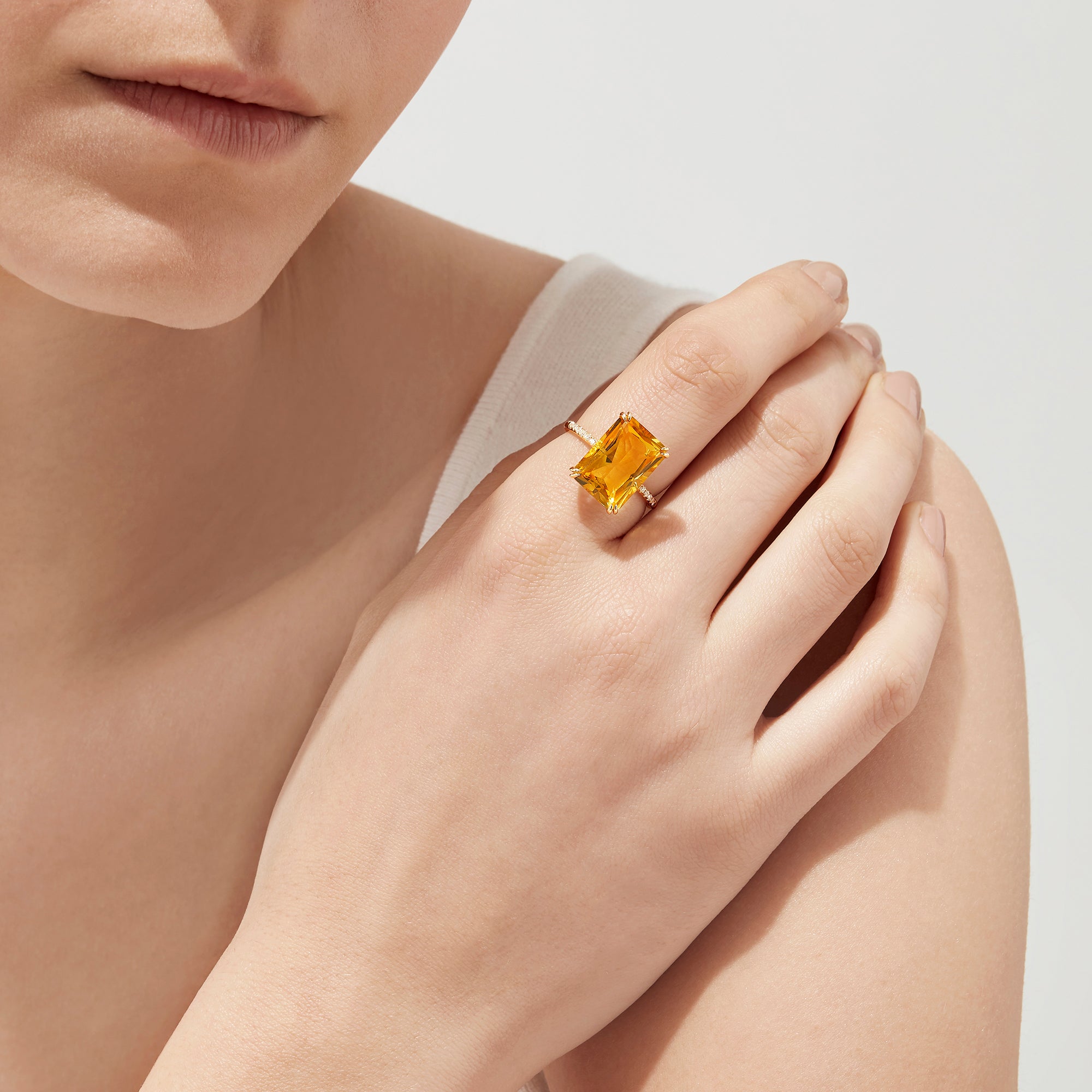 Sunset 14K Yellow Gold Citrine and Diamond Ring, TCW