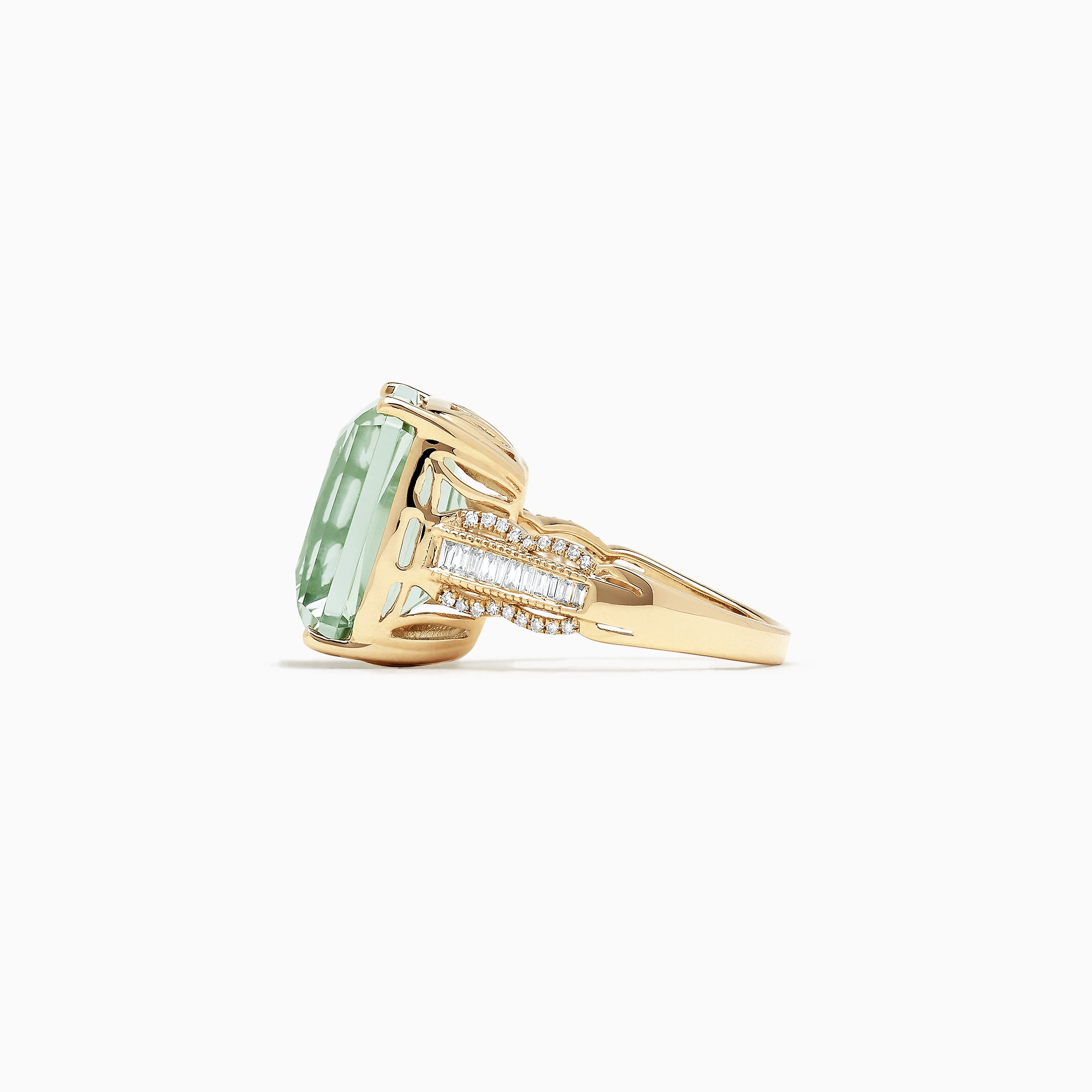 Effy 14K Yellow Gold Green Amethyst and Diamond Cocktail Ring, 16.35 TCW