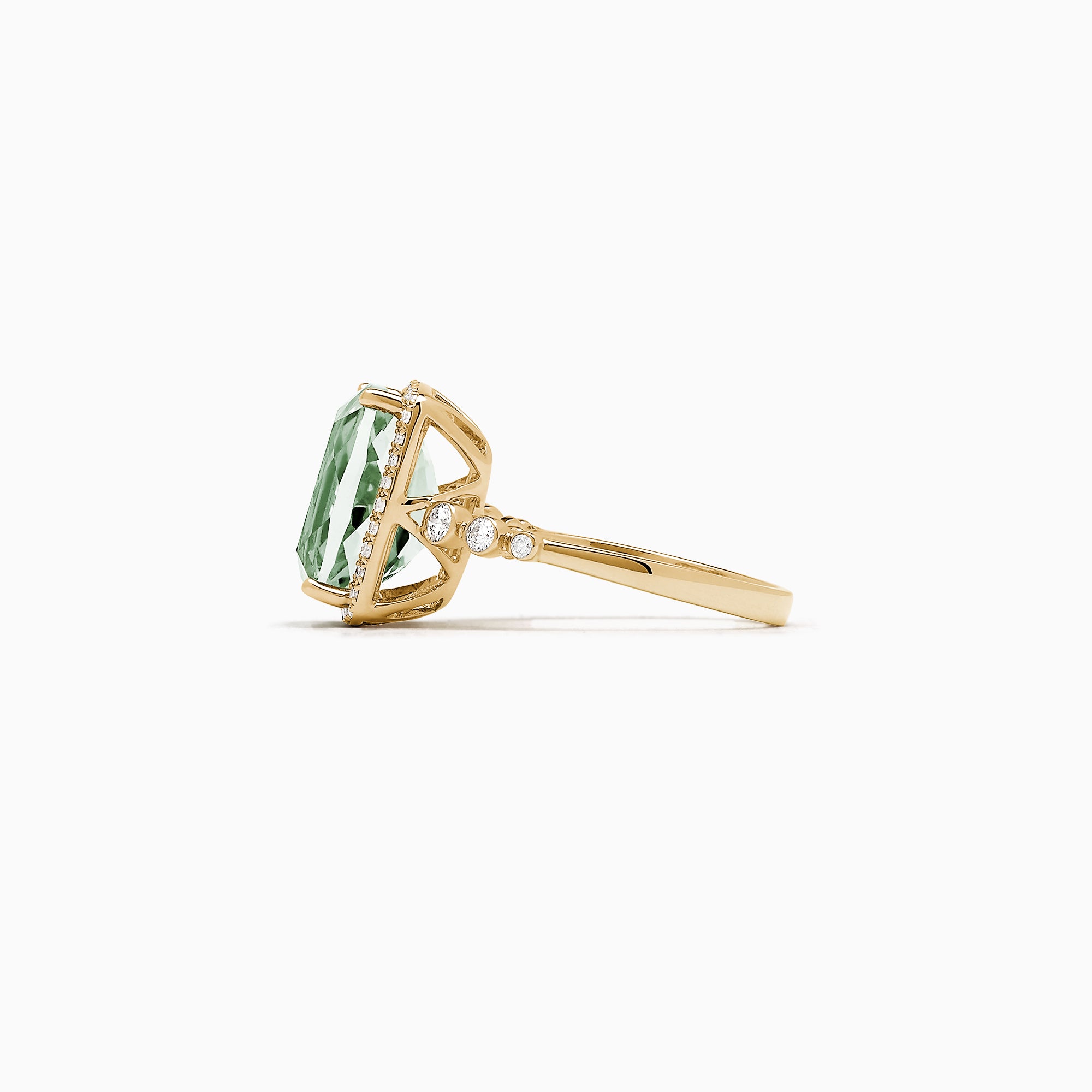 Effy 14K Yellow Gold Green Amethyst and Diamond Cocktail Ring, 6.95 TCW