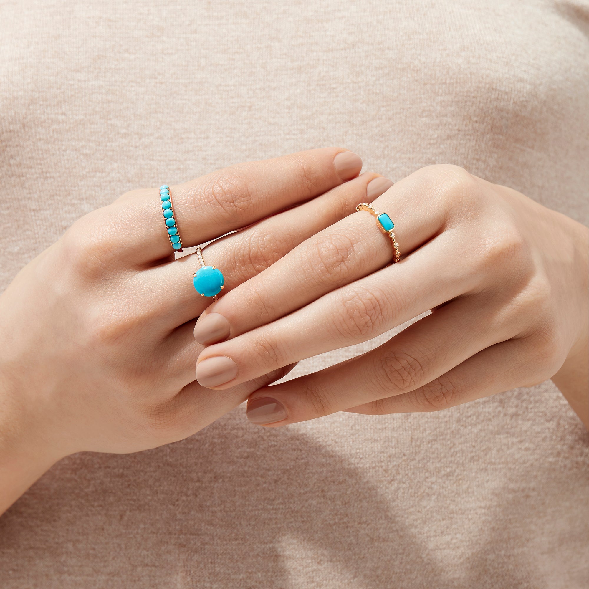 The Sezanne Round Turquoise Wide Band Ring - Sarah O.