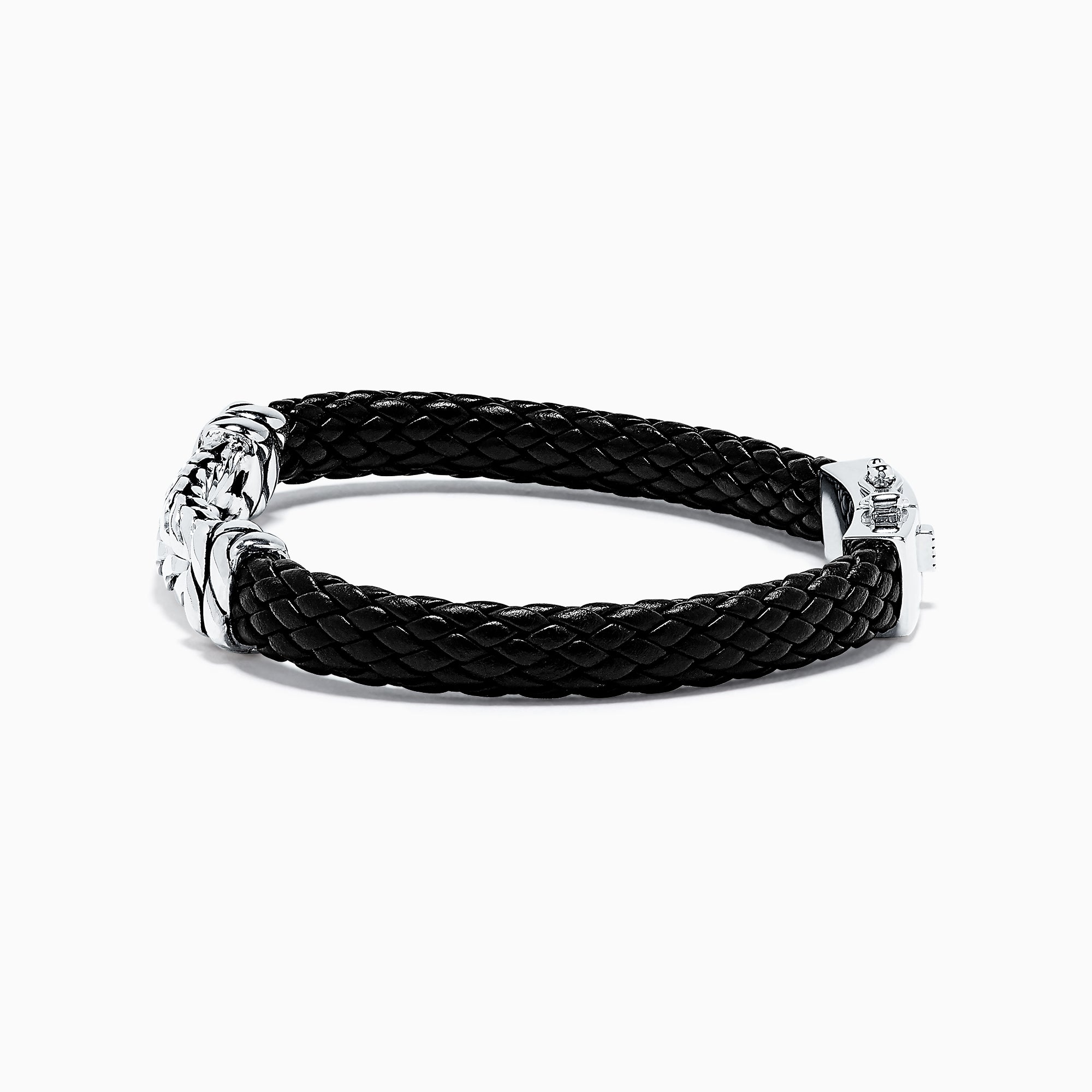 Effy Men's Sterling Silver Woven Leather Bracelet