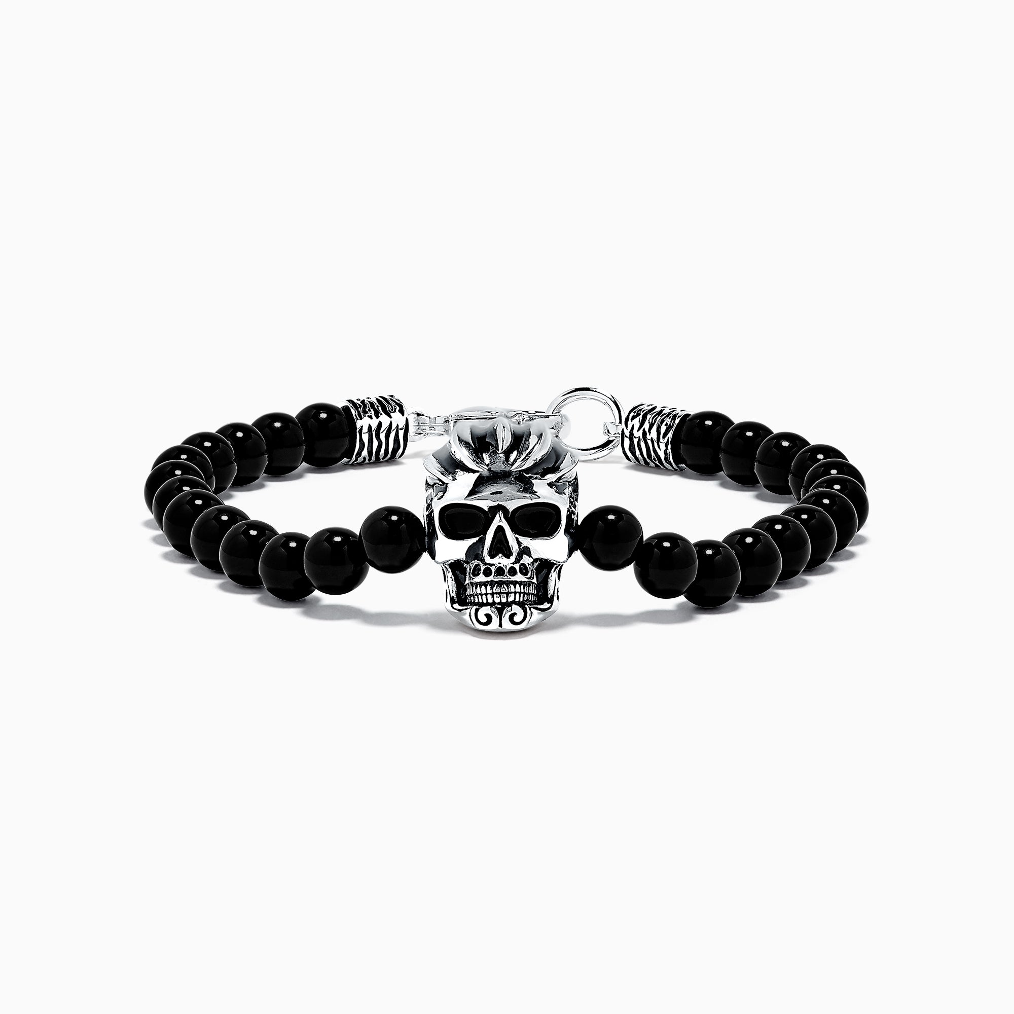 Effy Men's Sterling Silver Onyx Skull Bracelet, 38.50 TCW