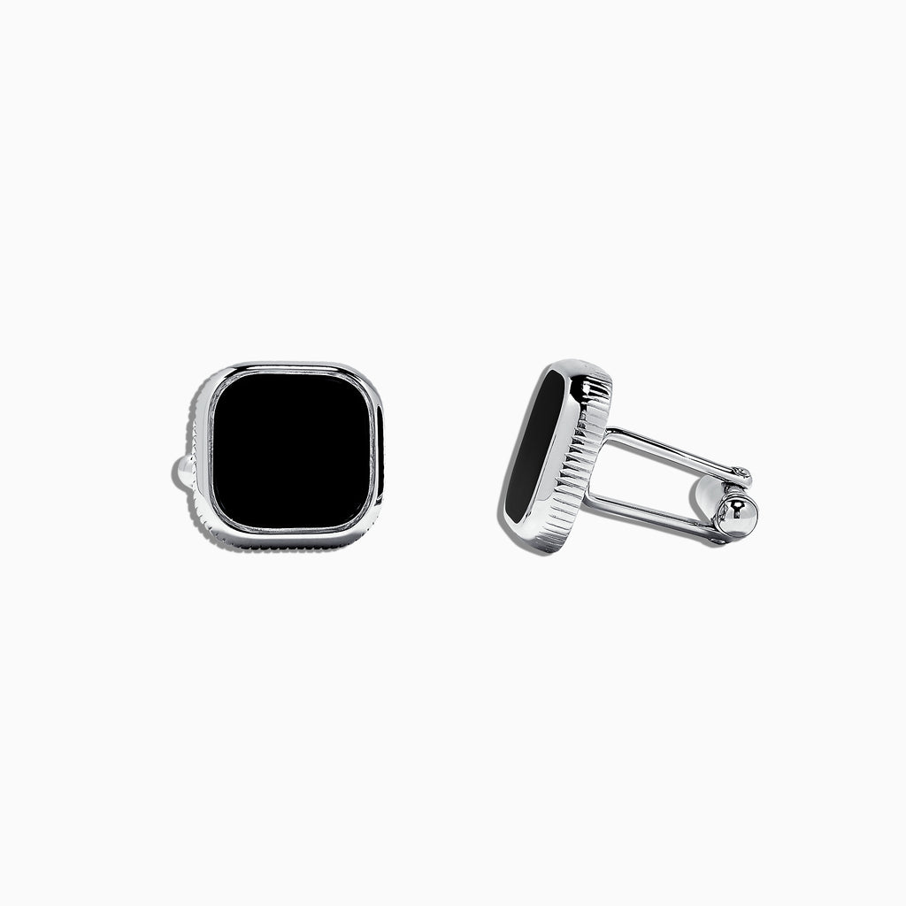 Effy Men's Sterling Silver and Black Agate Cufflinks, 5.40 TCW
