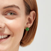 A pair of Effy 14K Yellow Gold Jade Stud Earrings, 18.70 TW, with a small round design, is displayed on a plain white background with subtle shadows beneath each earring.