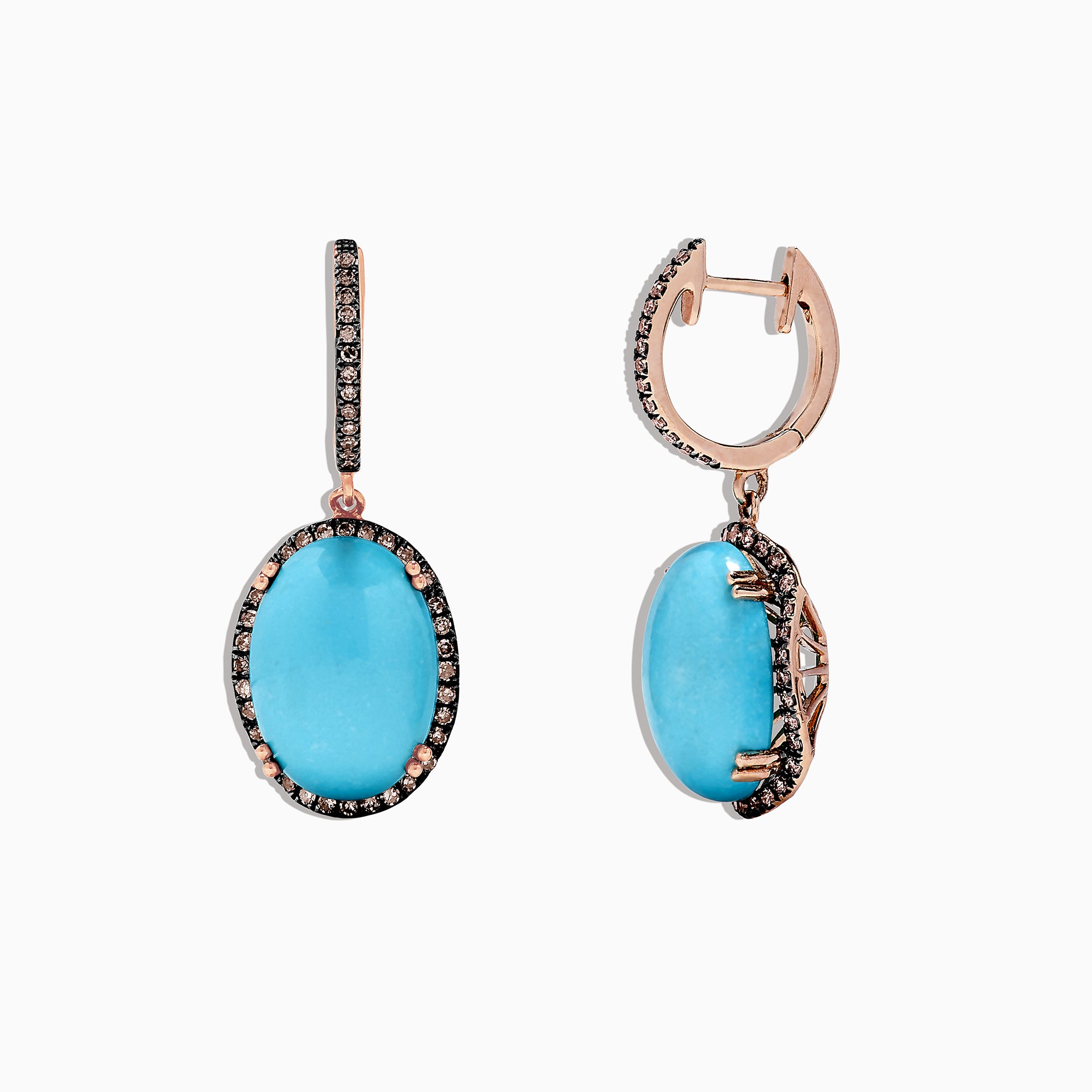 Effy 14K Rose Gold Turquoise and Diamond Earrings, 11.19 TCW