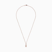 The Blush 14K Rose Gold Morganite and Diamond Pendant (1.74 TCW) features a rectangular pale pink morganite accented by a vertical row of small white diamonds on a delicate rose gold chain.