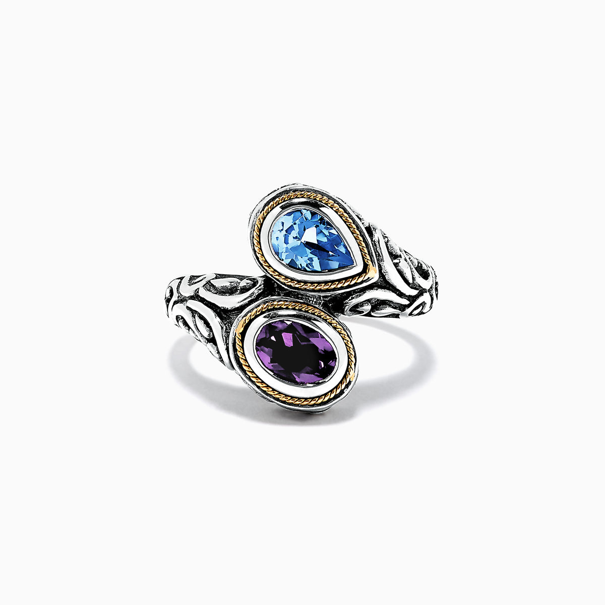 925 Sterling Silver & 18K Topaz Amethyst Ring 1.62 TCW