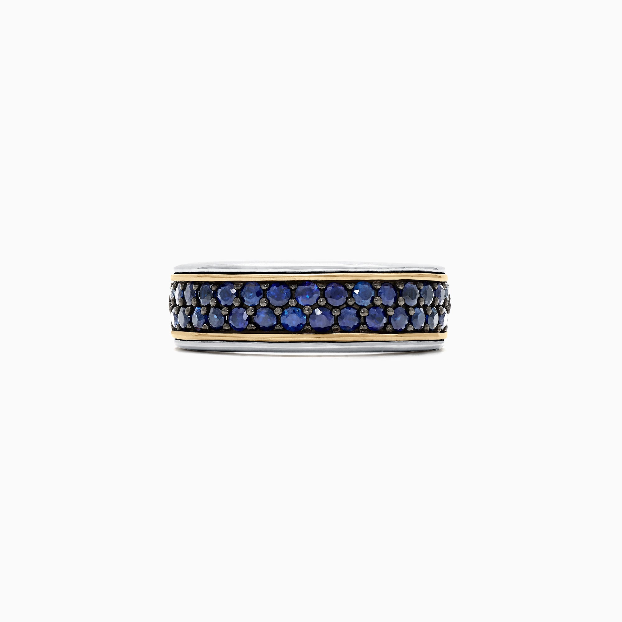 Effy Men's Sterling Silver & 18K Yellow Gold Blue Sapphire Ring, 1.45 TCW
