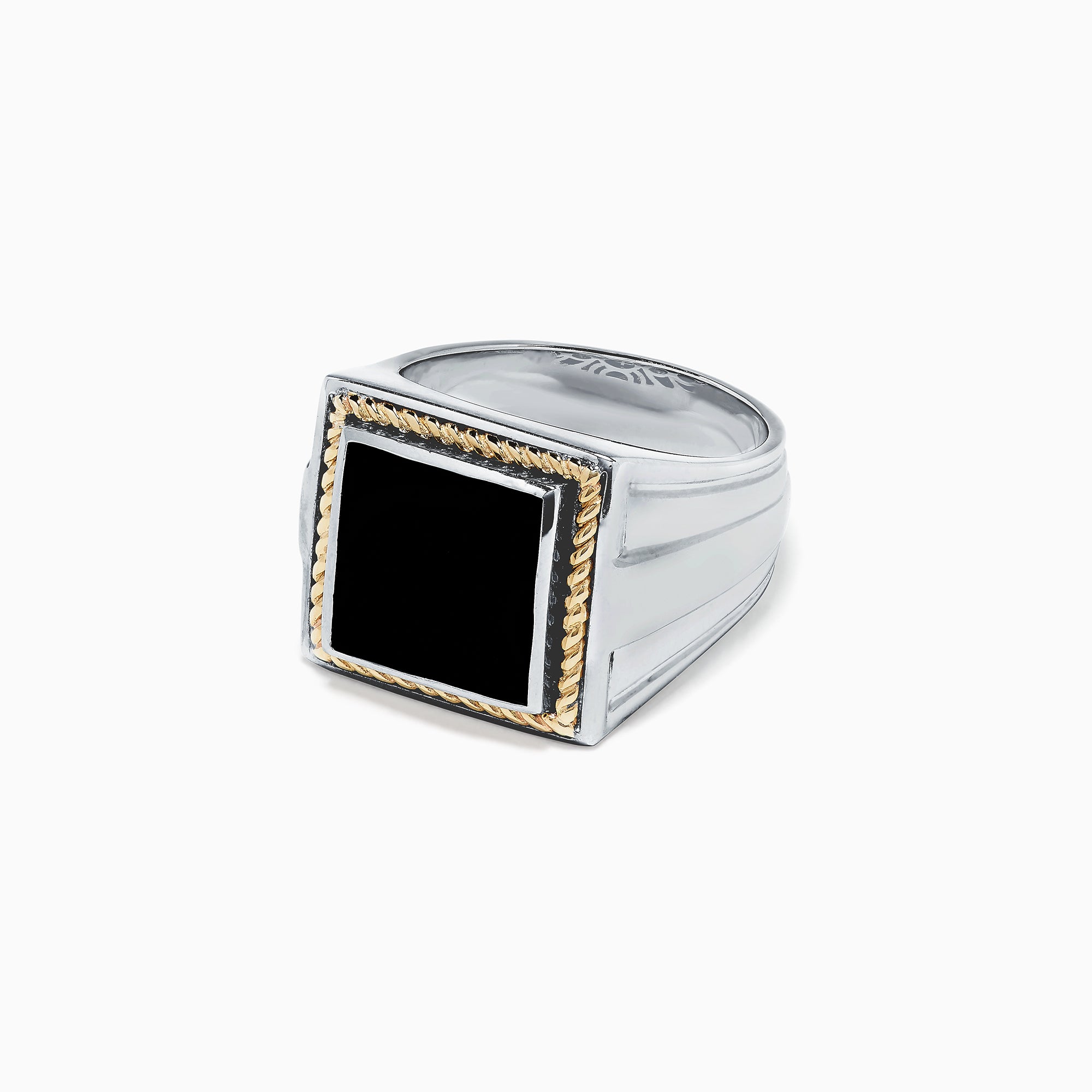 Effy Men's Sterling Silver and 14K Yellow Gold Onyx Ring, 1.53 TCW