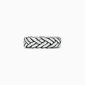 The Mens Sterling Silver Braided Ring features a bold, textured design with a braided pattern, showcased against a plain white background.