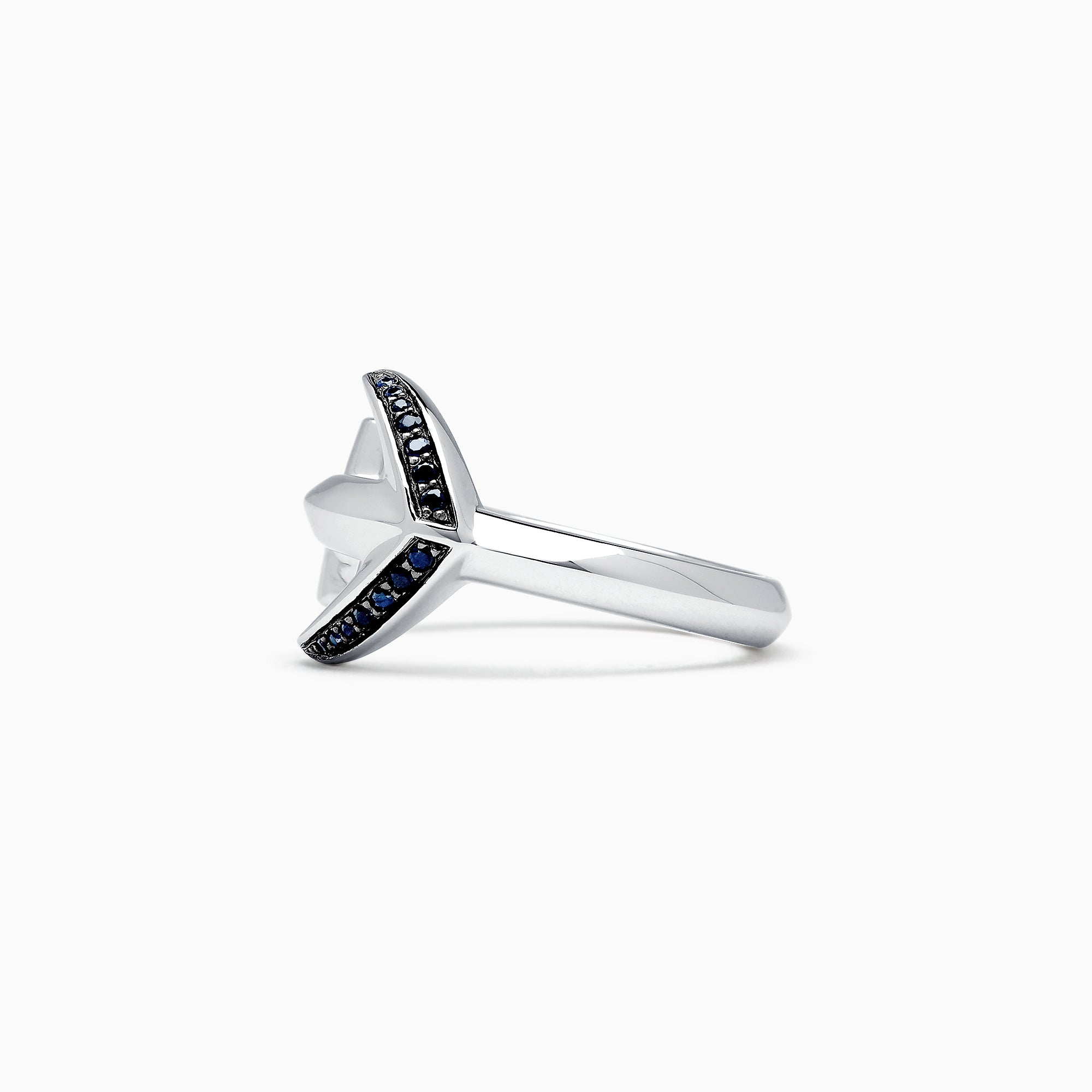 Effy Men's Sterling Silver and Black Sapphire Anchor Ring, 0.14 TCW