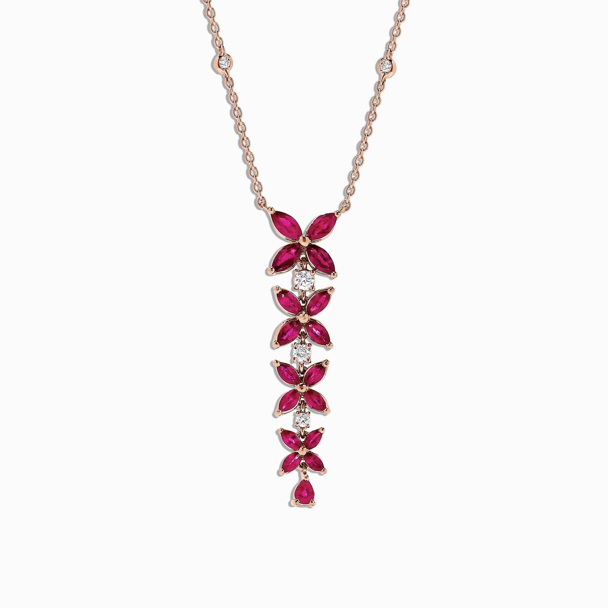 Effy Ruby Royale 14K Rose Gold Ruby and Diamond Necklace, 3.89 TCW