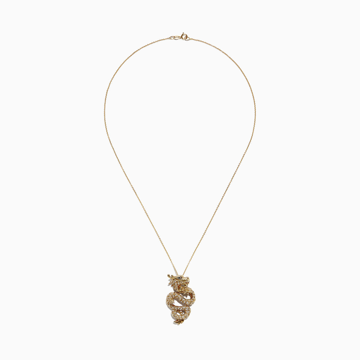 The Safari 14K Yellow Gold Diamond Dragon Pendant, 0.59 TCW, features a detailed dragon design encrusted with diamonds for a bold statement look.