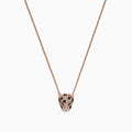 The Signature 14K Rose Gold Diamond and Tsavorite Garnet Mini Pendant, 0.18 TCW, features a panther’s head with diamond accents and tsavorite garnet eyes, shown against a white background.