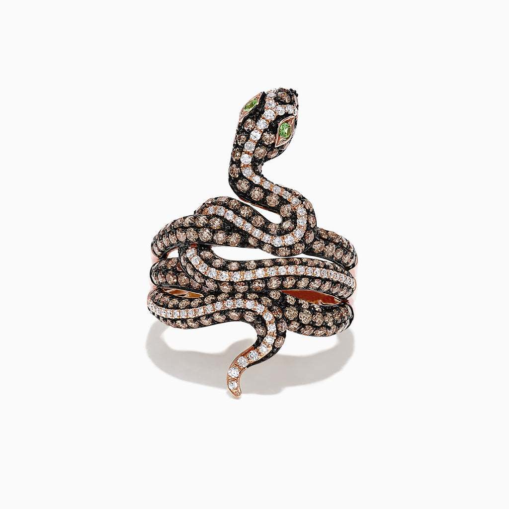 Effy Safari 14K Rose Gold Diamond Snake Ring, 1.85 TCW