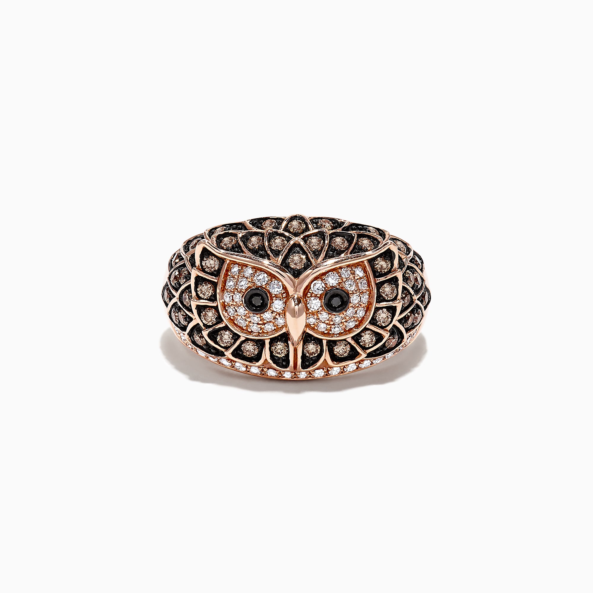 Effy Safari 14K Rose Gold Diamond Owl Ring, 0.72 TCW