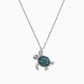 The Novelty 14K Gold Blue & White Diamond Turtle Pendant (0.70 TCW) features a sea turtle accented with sparkling blue and white diamonds on its shell, flippers, and head, set in luxurious 14K gold.