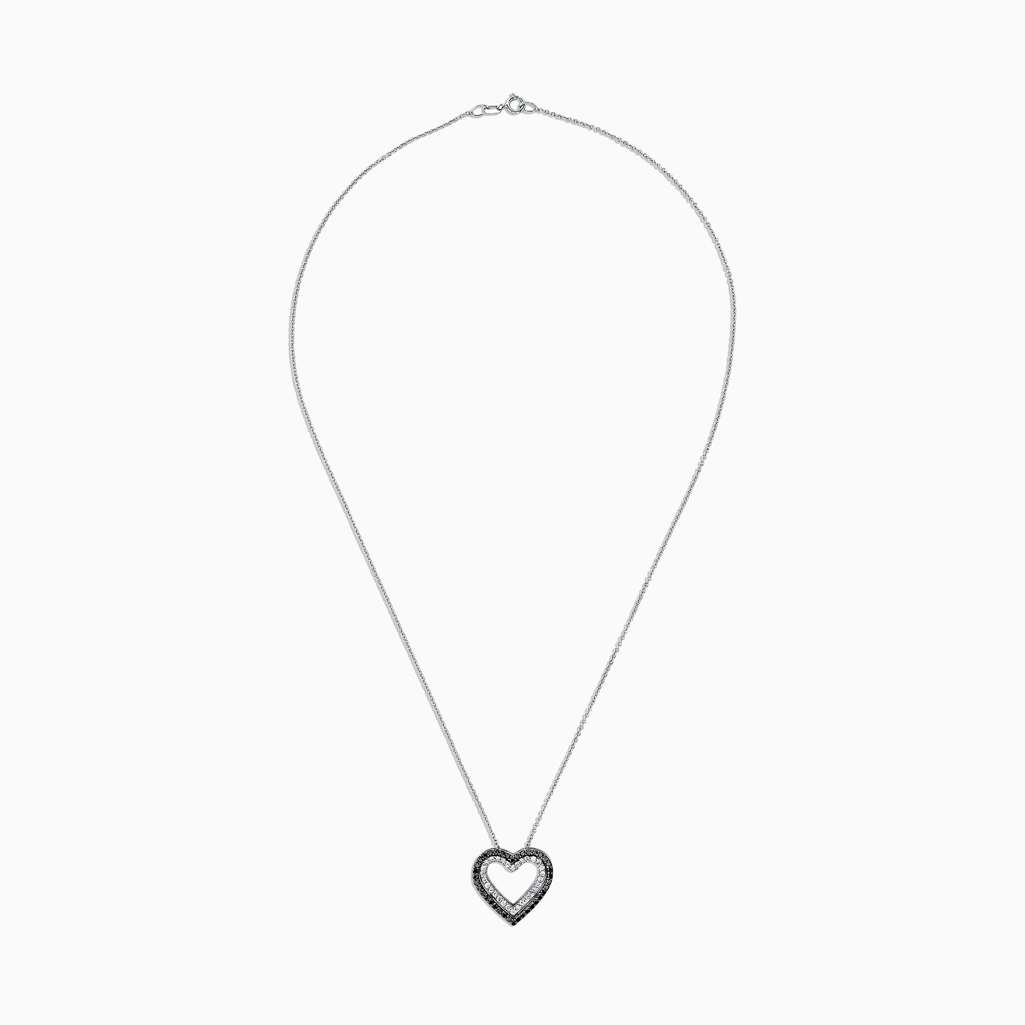 Effy 14K White Gold Black and White Diamond Heart Pendant, 0.50 TCW ...