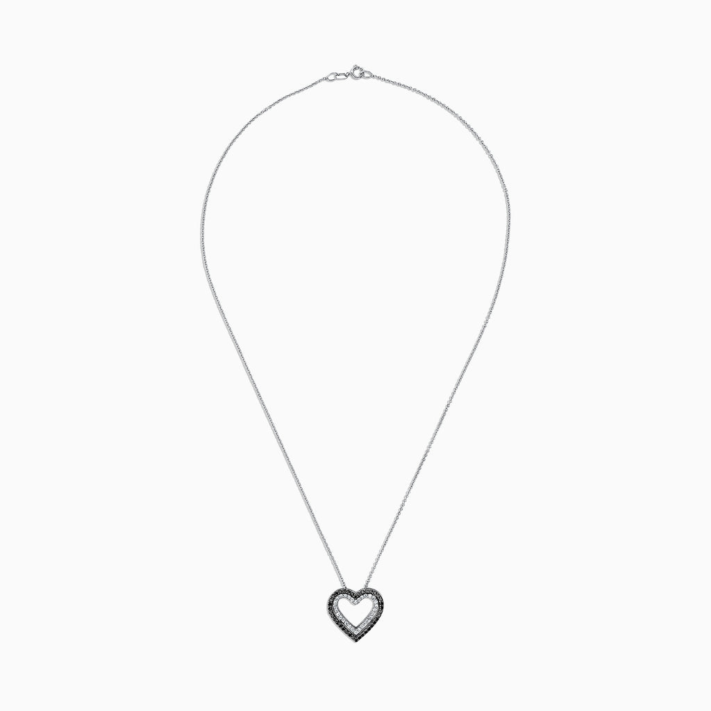 Effy 14K White Gold Black and White Diamond Heart Pendant, 0.50 TCW ...