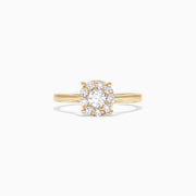 The Bouquet 14K Yellow Gold Diamond Cluster Ring, 0.51 TCW, showcases a round cluster of sparkling diamonds set in yellow gold, elegantly presented on a plain white background.
