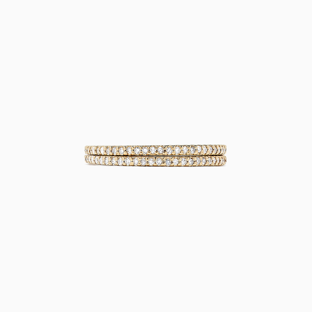 The DOro 14K Yellow Gold Diamond Double Band Ring, 0.36 TCW, features two parallel rows of small round white diamonds set along the band, shown from the side against a plain white background.