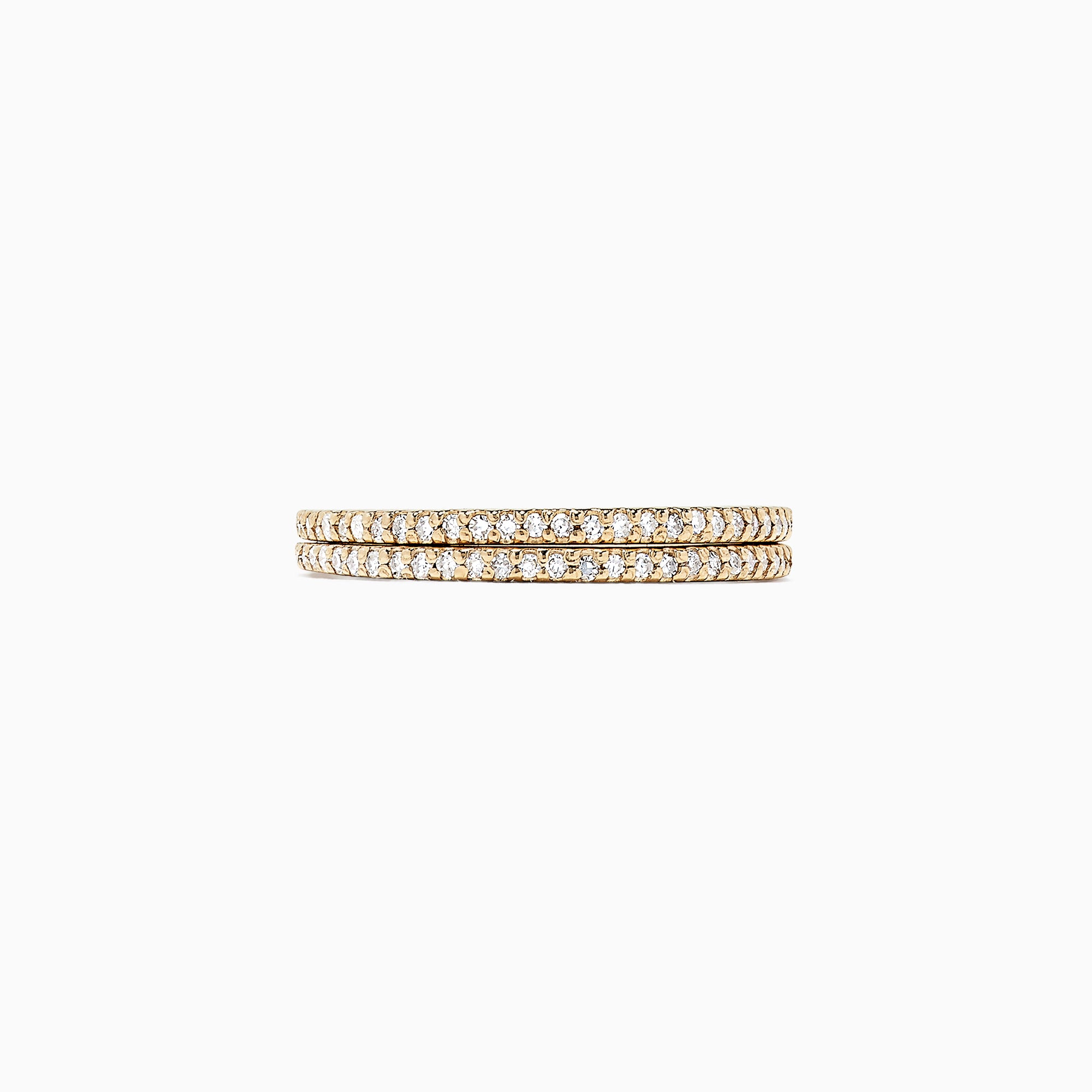The DOro 14K Yellow Gold Diamond Double Band Ring, 0.36 TCW, features two parallel rows of small round white diamonds set along the band, shown from the side against a plain white background.